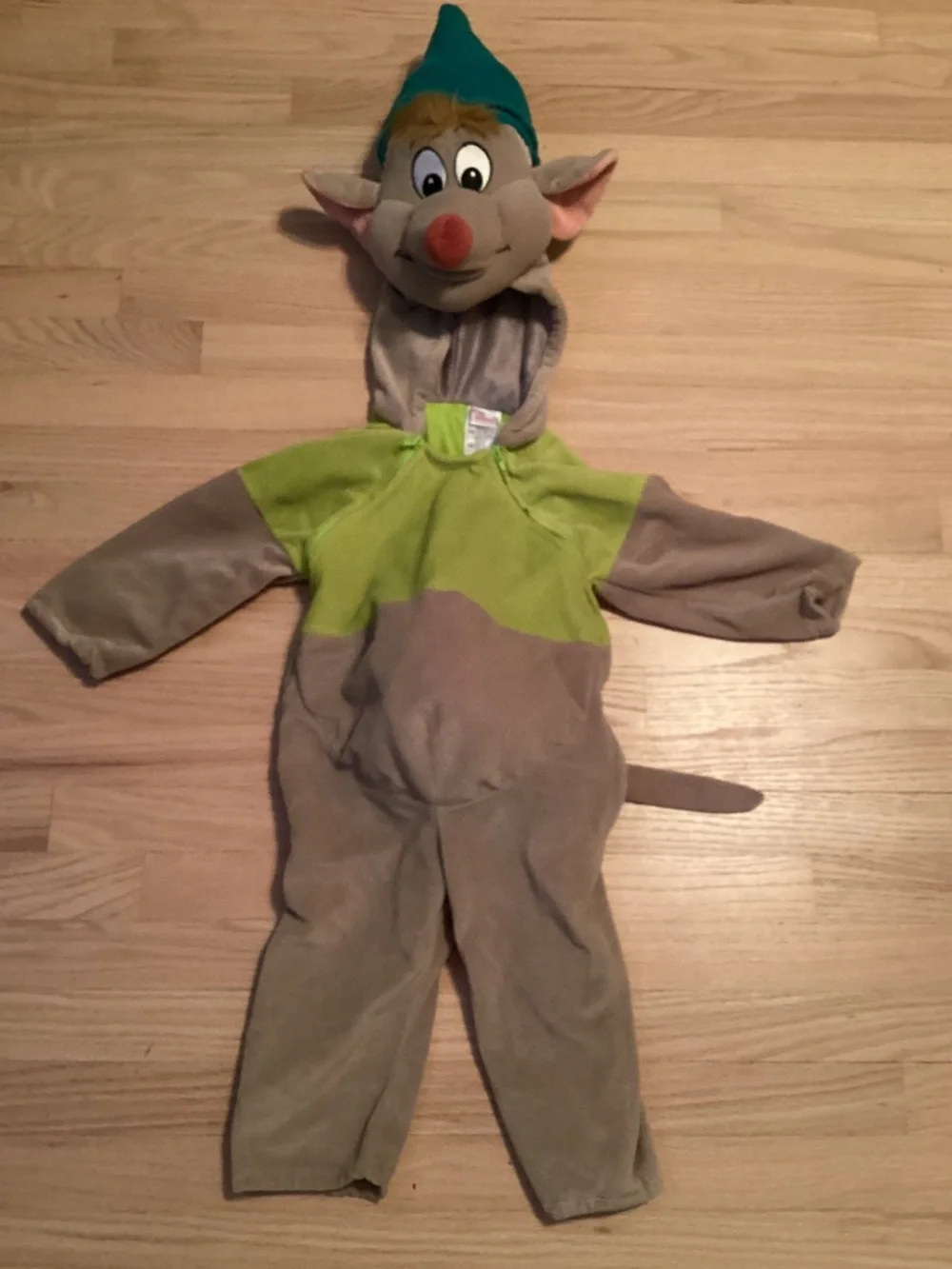 Vintage Disney Cinderella mouse friend Gus Gus Kids Costume - Gray, Green